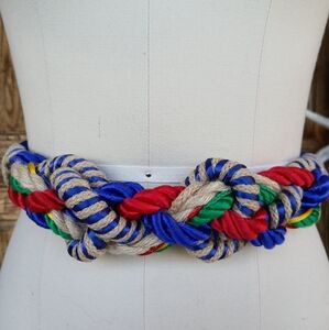 Vintage Braided Multi Color Rope Belt Colorful Twisted Cinch 80s Statement Boho